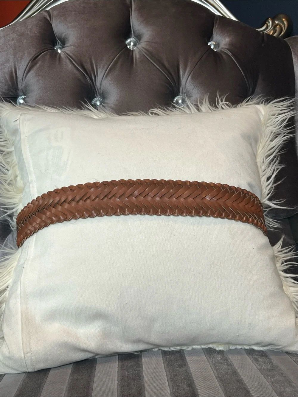 🤎👜 Brown Braided Woven Leather Waist Belt 🌿✨